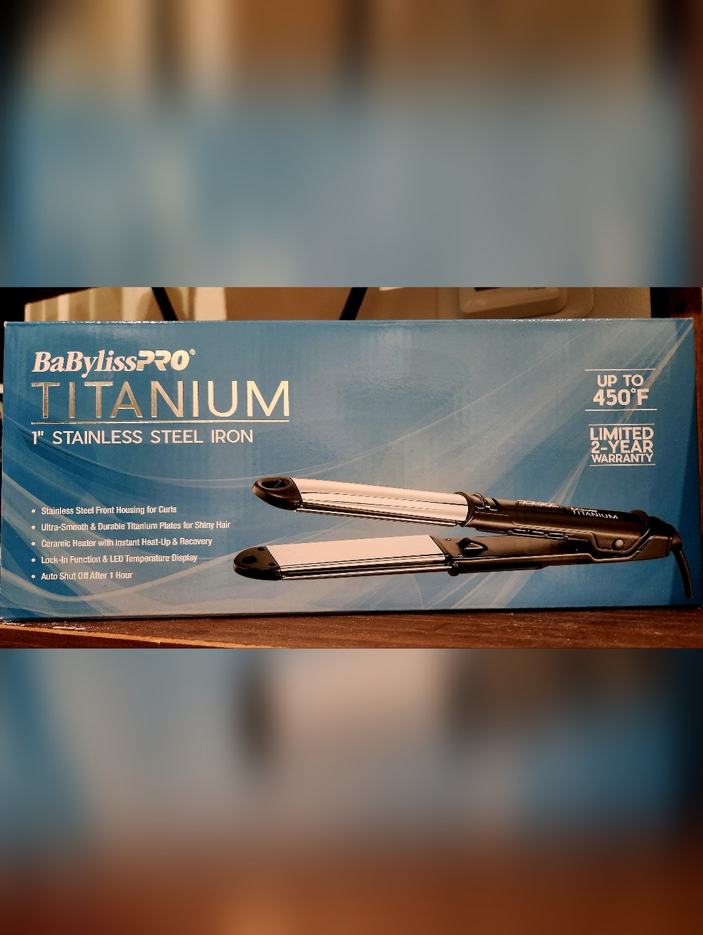 BaBylissPRO Titanium 1" Stainless Steel Flat Iron - Blue Box